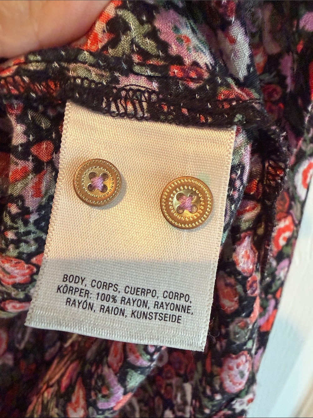 Maeve Black Floral Blouse with Pink & Red Accents - Picture 3 of 4